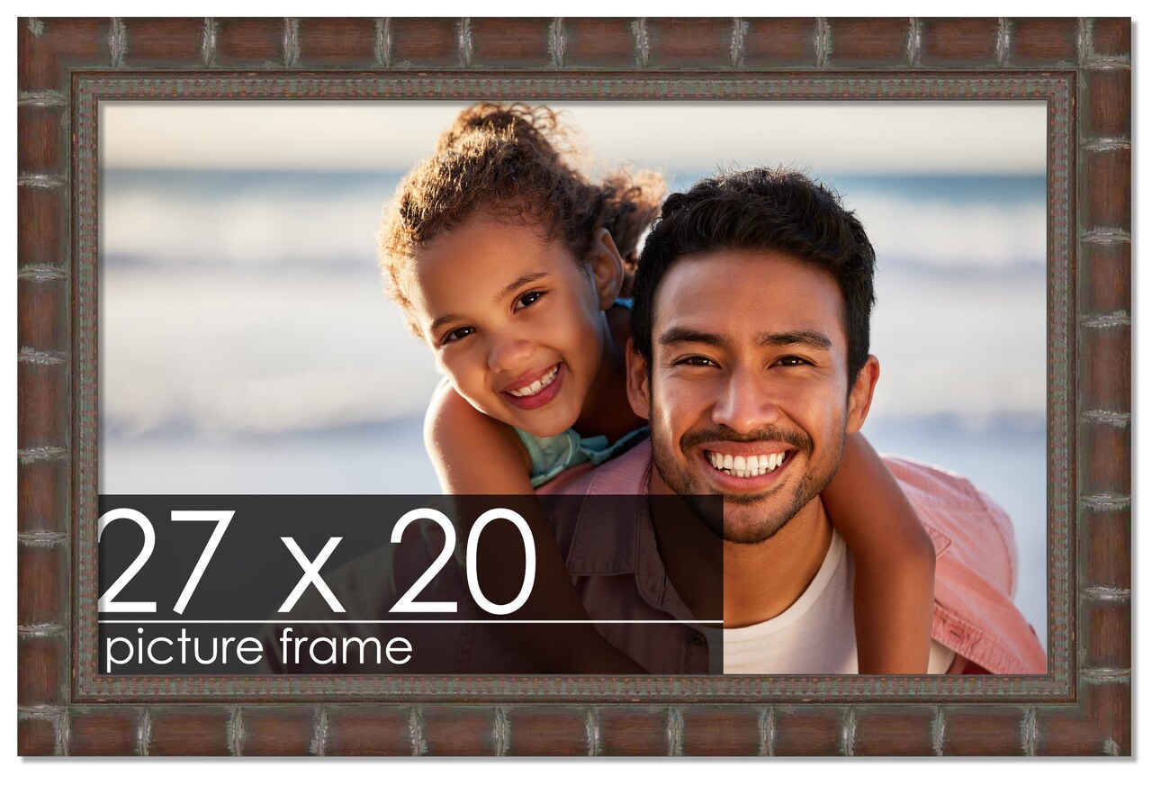 27x20 Modern Bamboo Picture Frame with UV-Resistant Acrylic & Acid Free Backing, Available in 5 Finishes - Gold, Silver, Brown, Black, and Natural